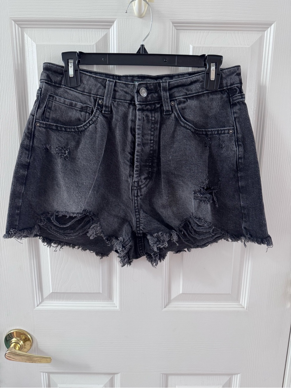wild fable Washed Black Distressed High-Rise Denim Shorts